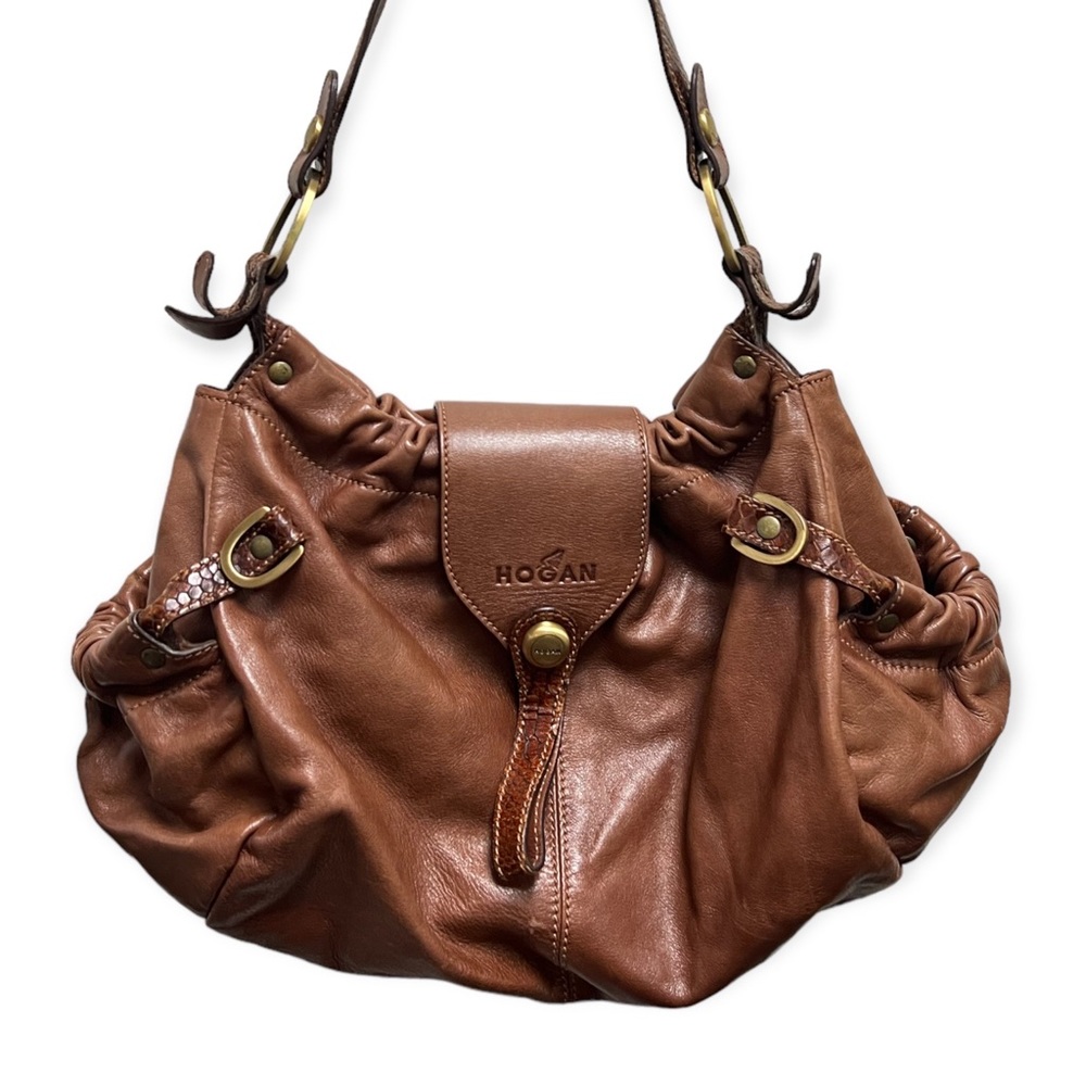 Hogan Brown Leather Satchel Shoulder Bag